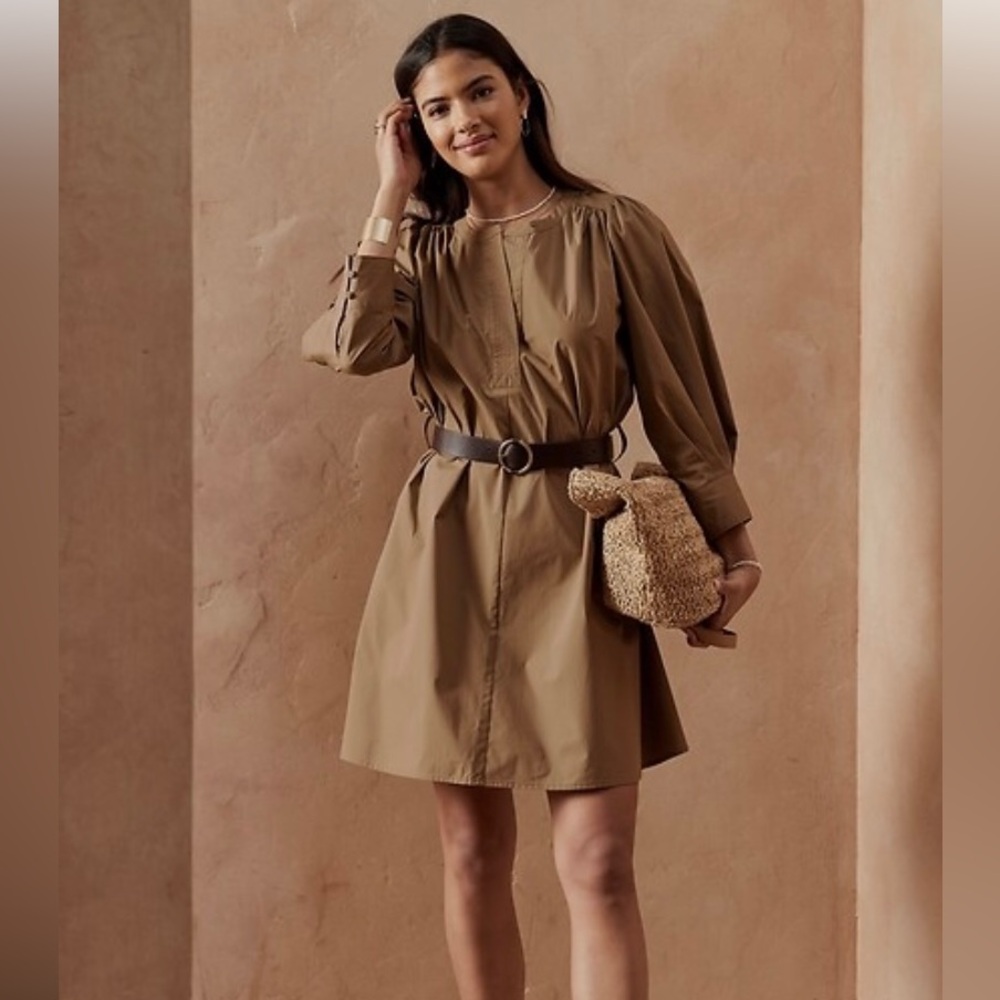 BELTED POPLIN MINI DRESS